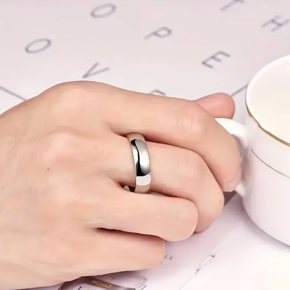 Timeless Steel Silver Unisex Wedding Engagement Band Ring 6 mm